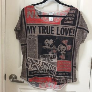 Disney Couple Headline Blouse NWOT
